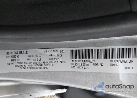 2015 Chrysler 200 Limited z USA, uszkodzony, nr VIN 1C3CCCAB4FN669393